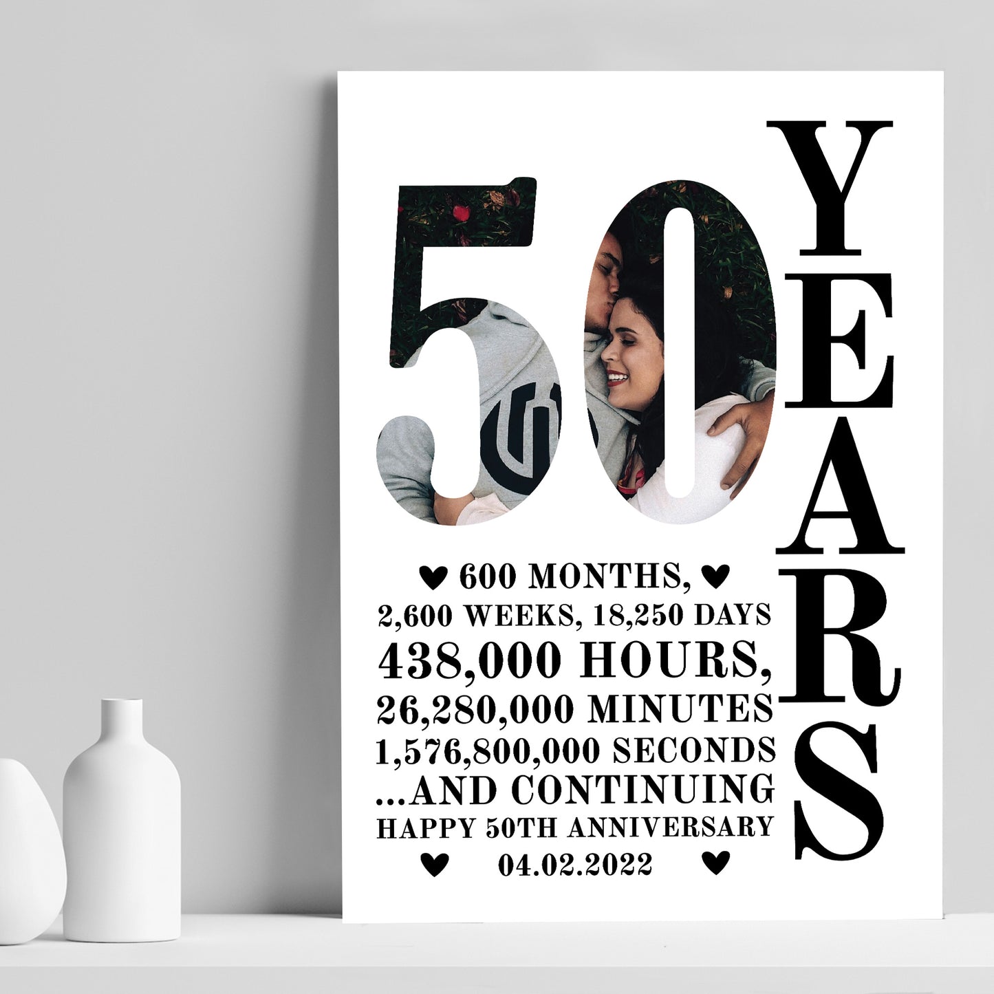 50th Anniversary Gift Print Personalised Photo Husband Wife