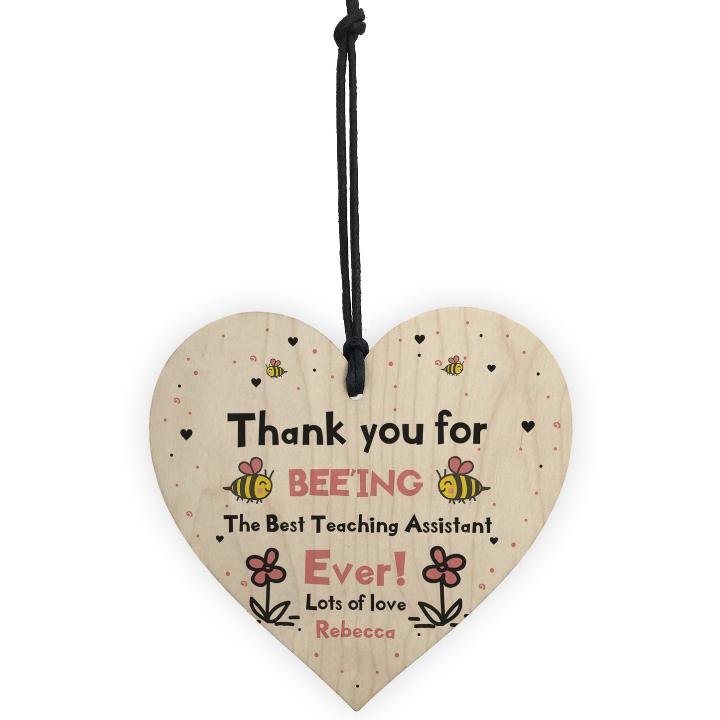 Best Teaching Assistant Gift Personalised Wooden Heart Lockdown