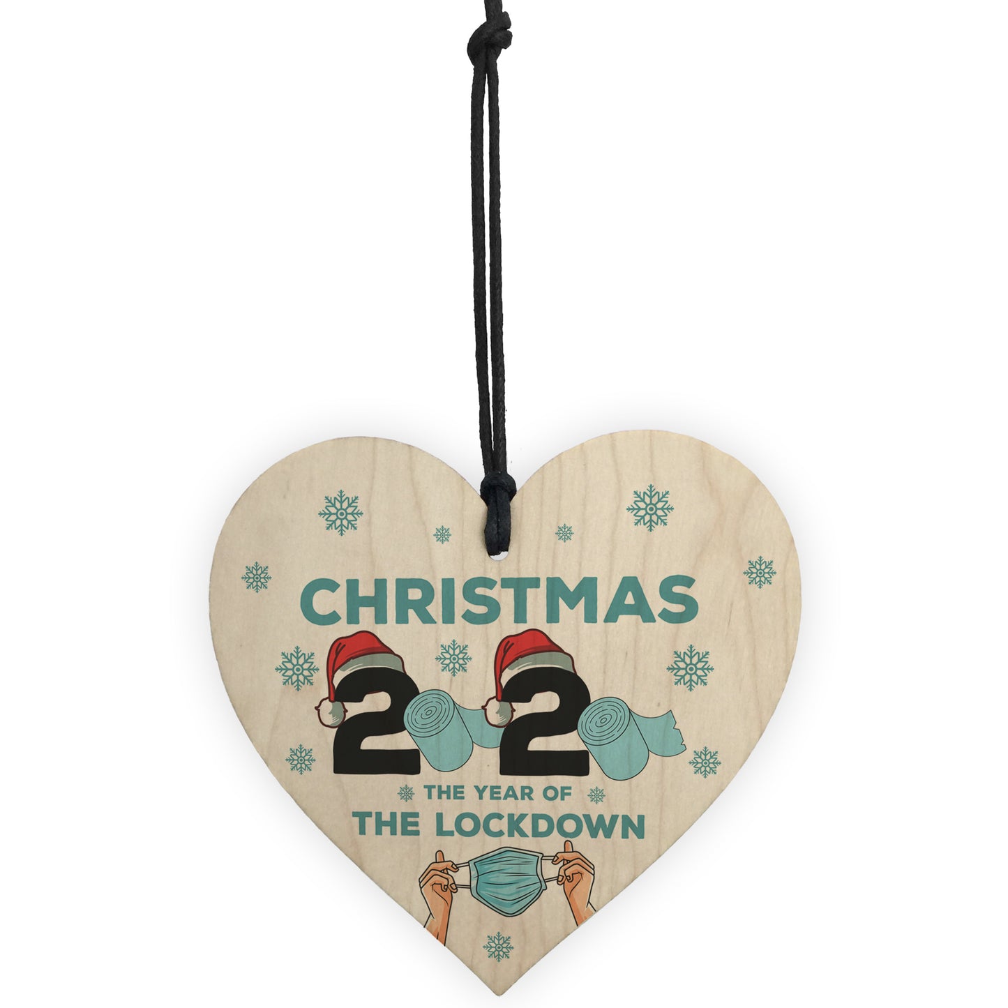 Lockdown Christmas Tree Hanging Decoration Wooden Heart