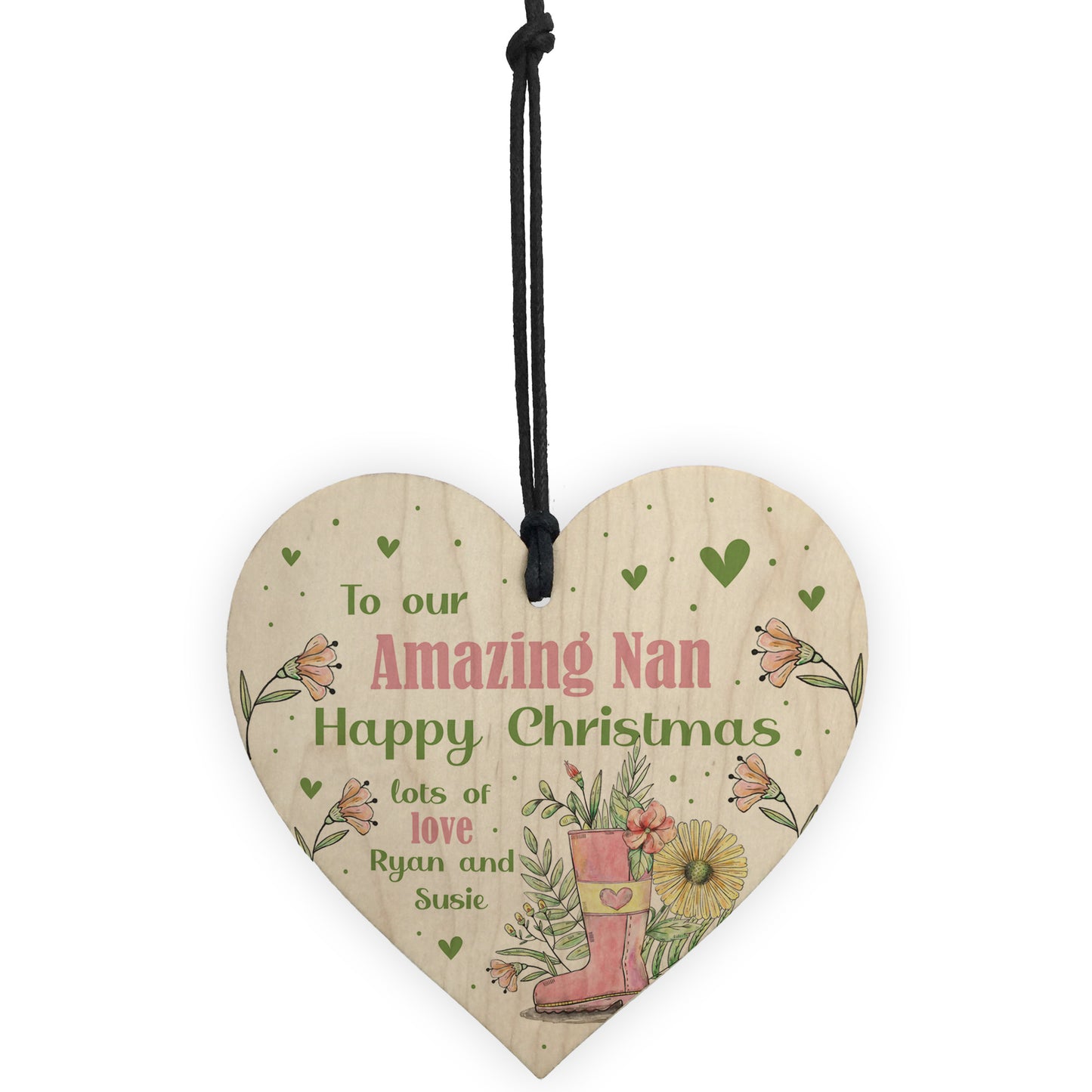 Happy Christmas To Nan Gift Wood Heart Gift From Grandchildren