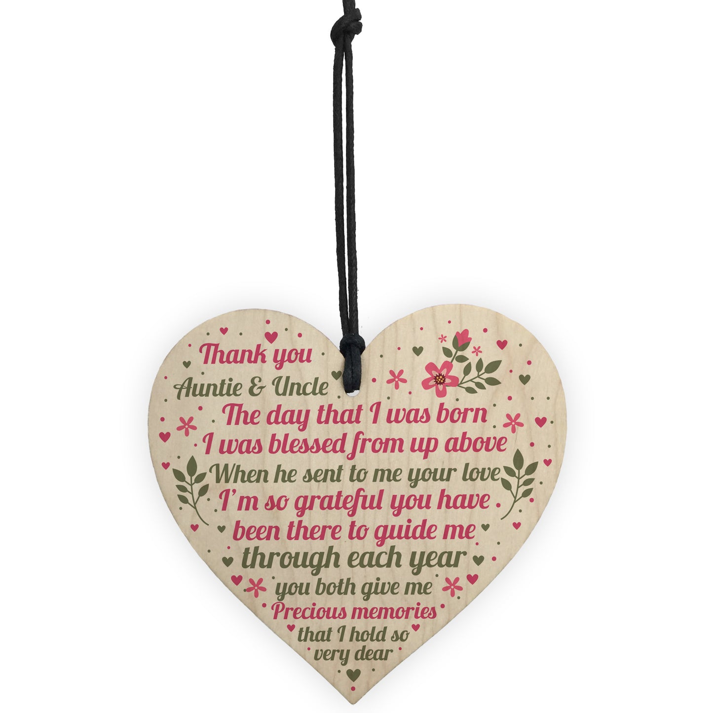 Auntie And Uncle Gifts For Christmas Wooden Heart Aunt Uncle