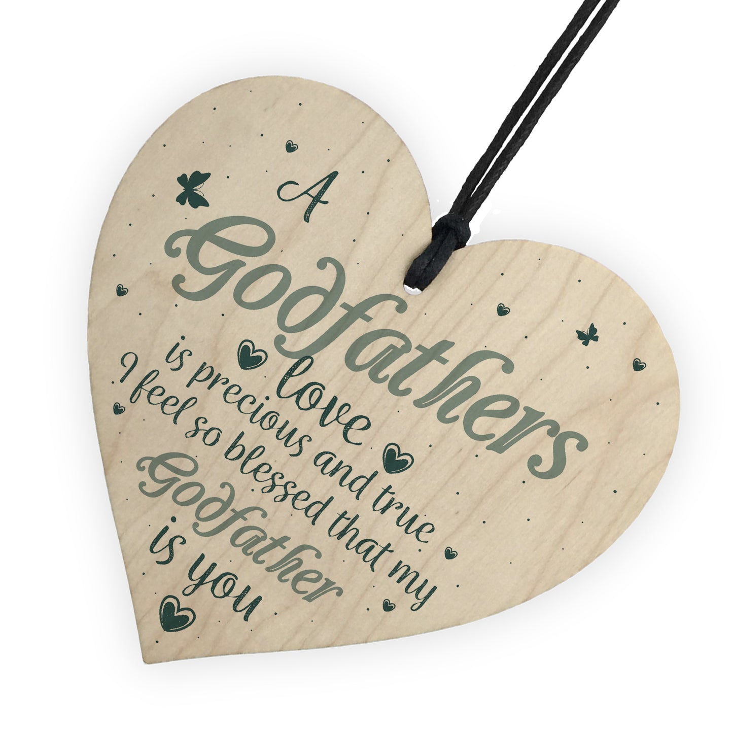 Godfathers Love Heart Plaque Sign Fathers Day Christening Gifts