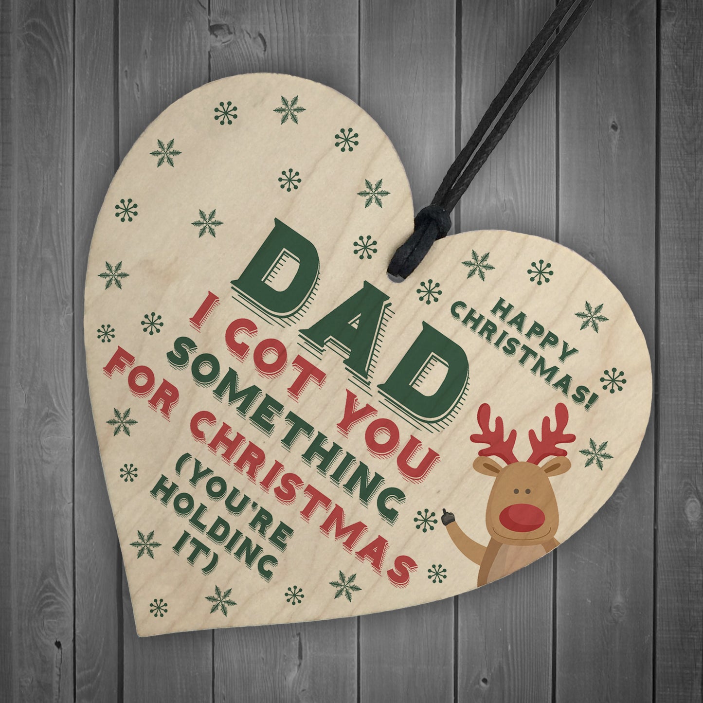 Funny Christmas Gift For Dad Wooden Heart Novelty Joke Gift