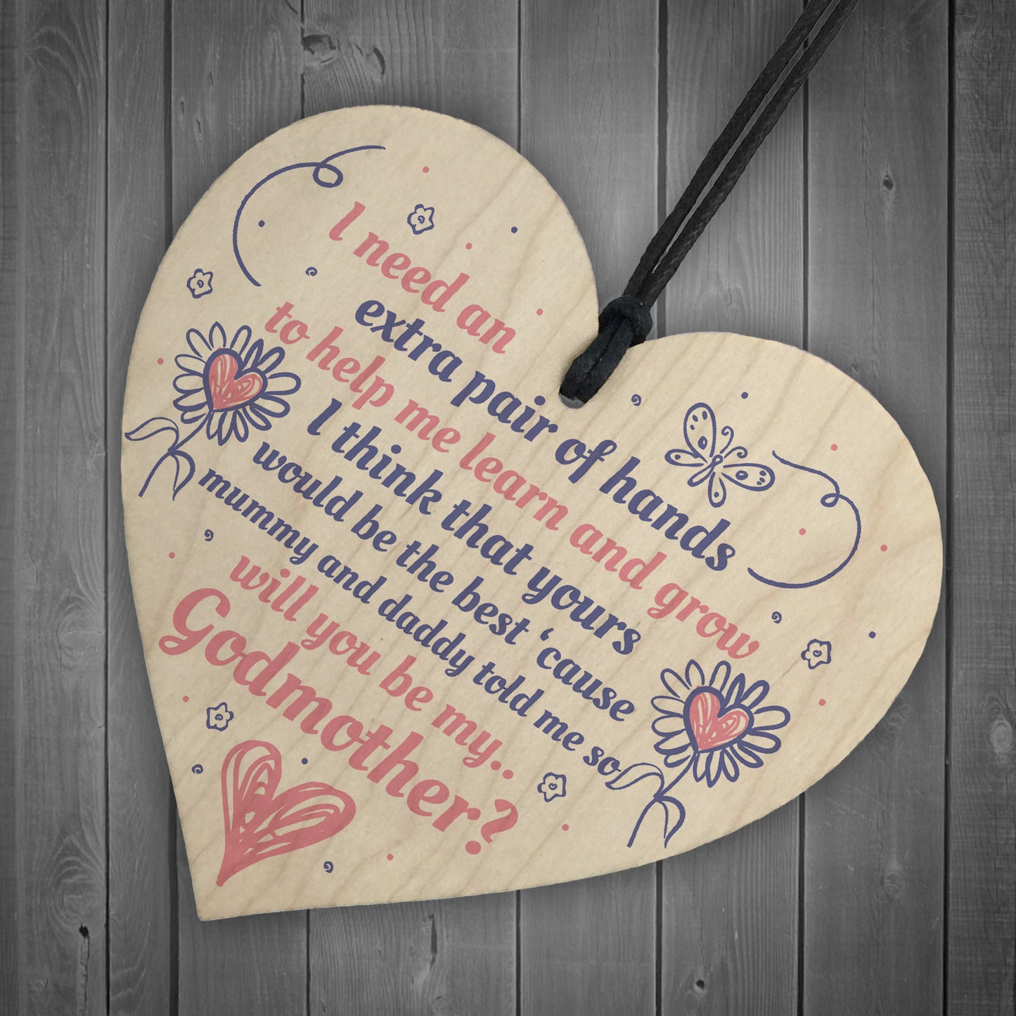 Will You Be My Godmother Heart Plaque Goddaughter Godson Gifts