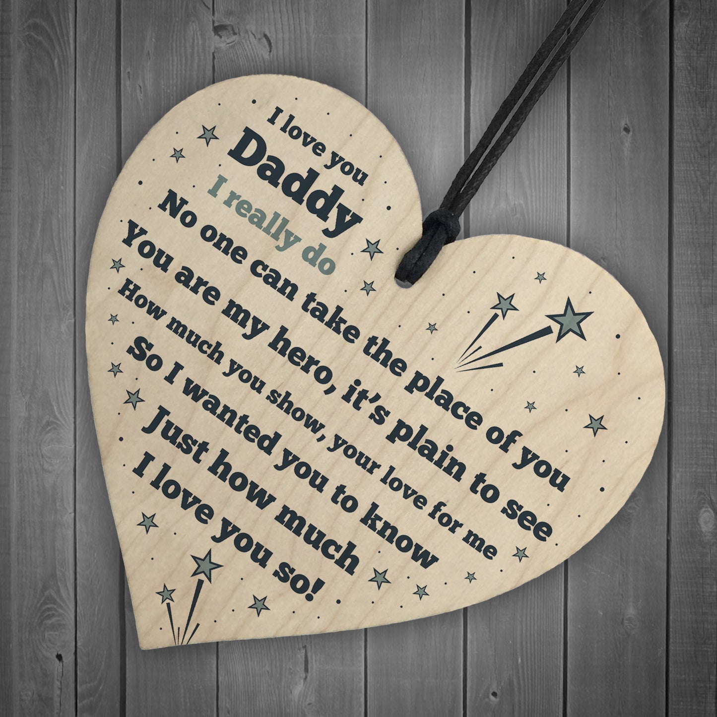 Gift For Daddy Wood Heart Daddy Birthday Xmas Gift For Him