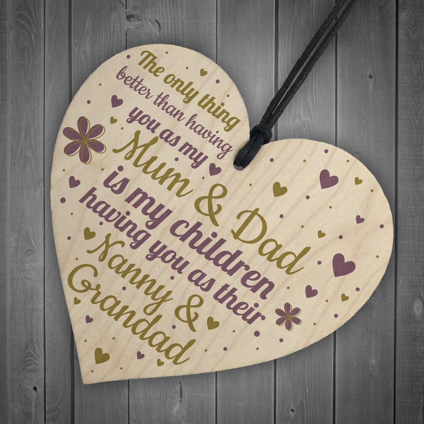 Gifts For Mum Dad Nan Nanny Grandad Wooden Heart Plaque Gift