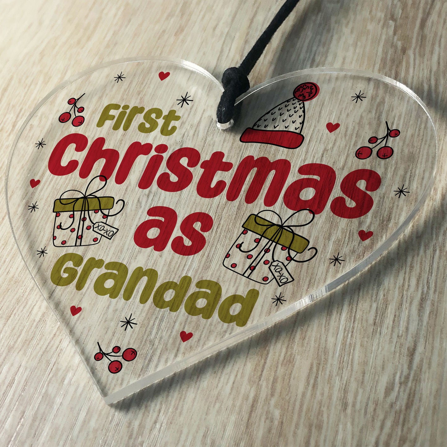 Christmas Decoration 1st Christmas As Grandad Gift Acrylic Heart