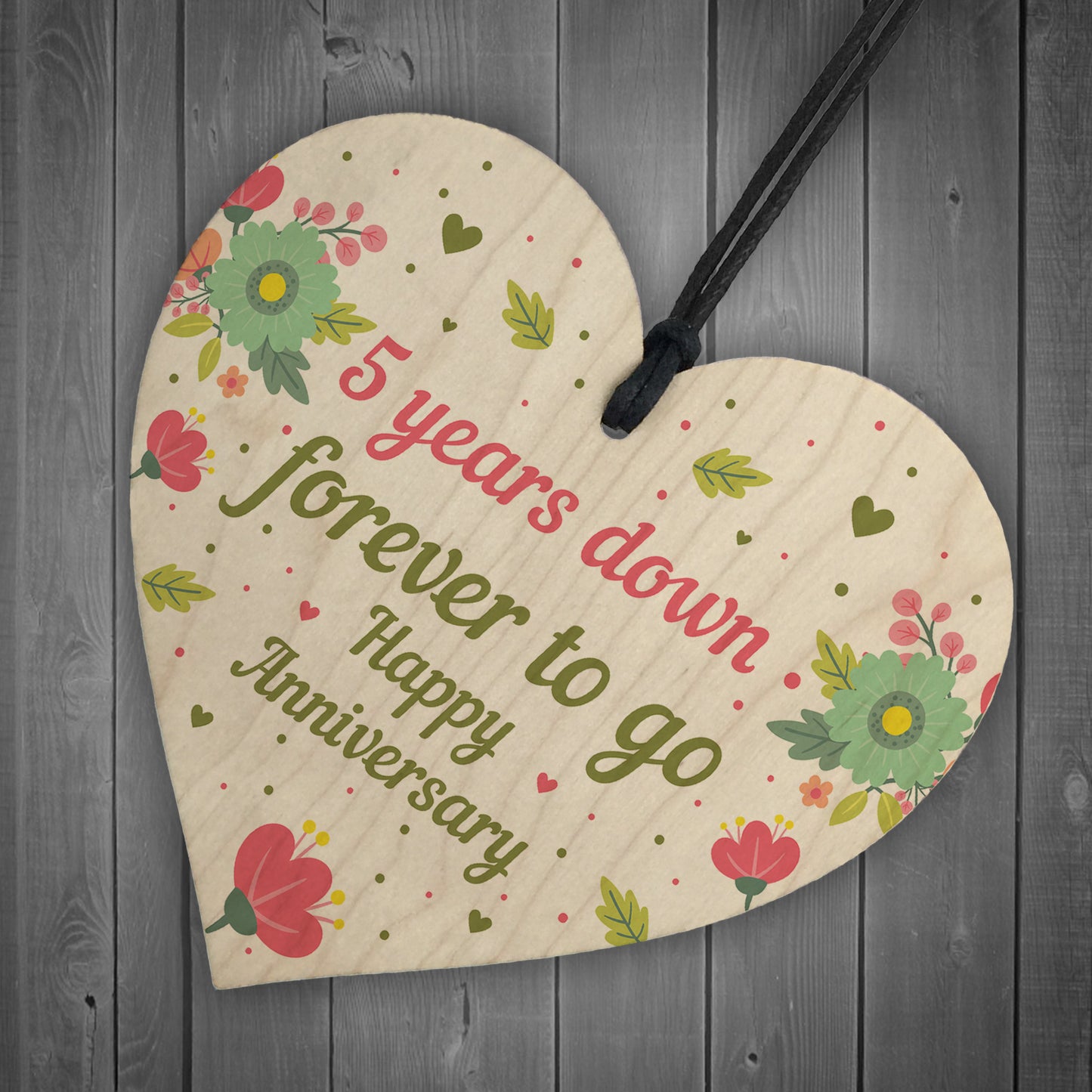 Funny 5th Wedding Anniversary Gift Wooden Heart Husband Wife