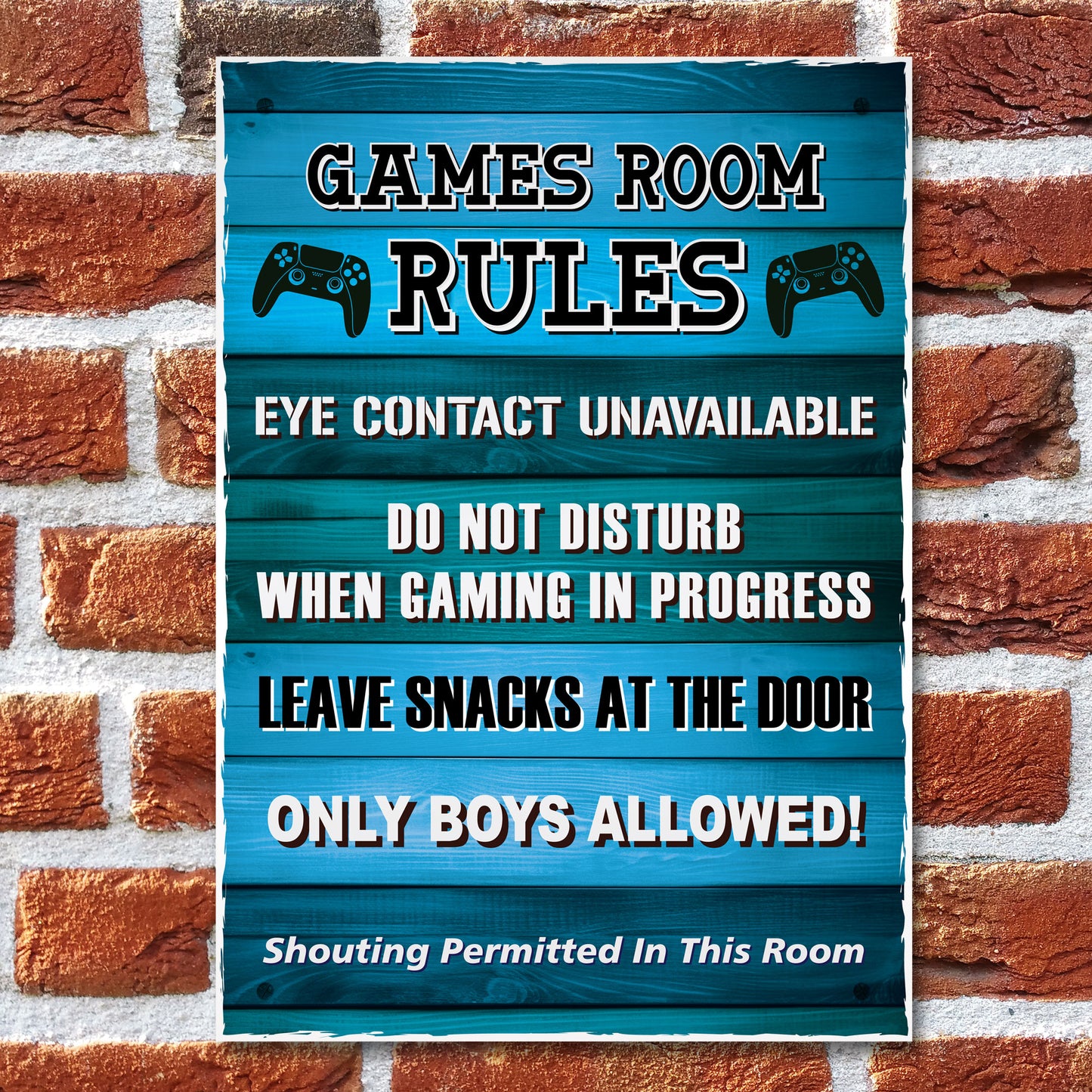 Games Room Rules Novelty Bedroom Wall Plaque Gamer Gift For Boys