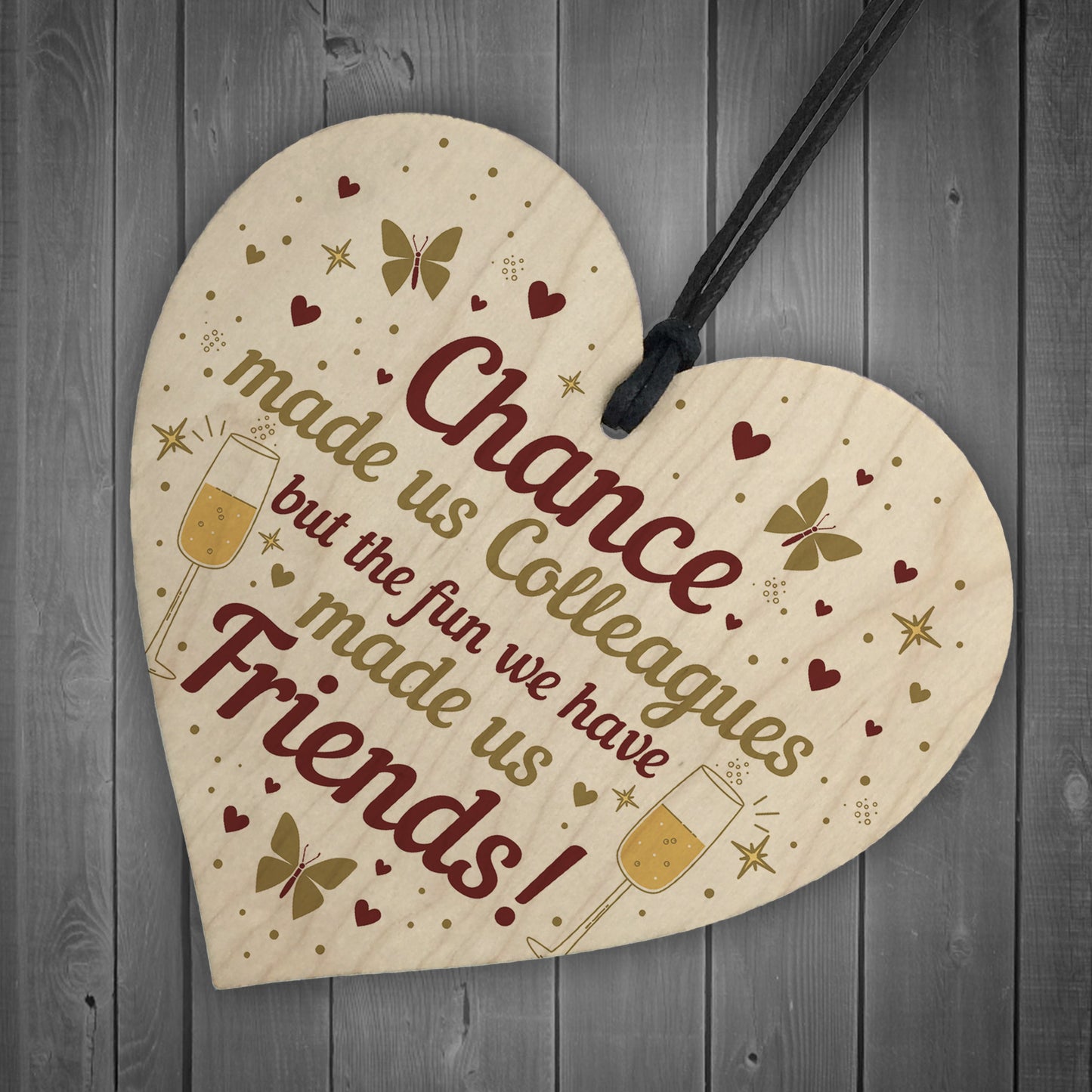 Chance Made Us Colleagues Leaving Gift Wood Heart Work Colleague