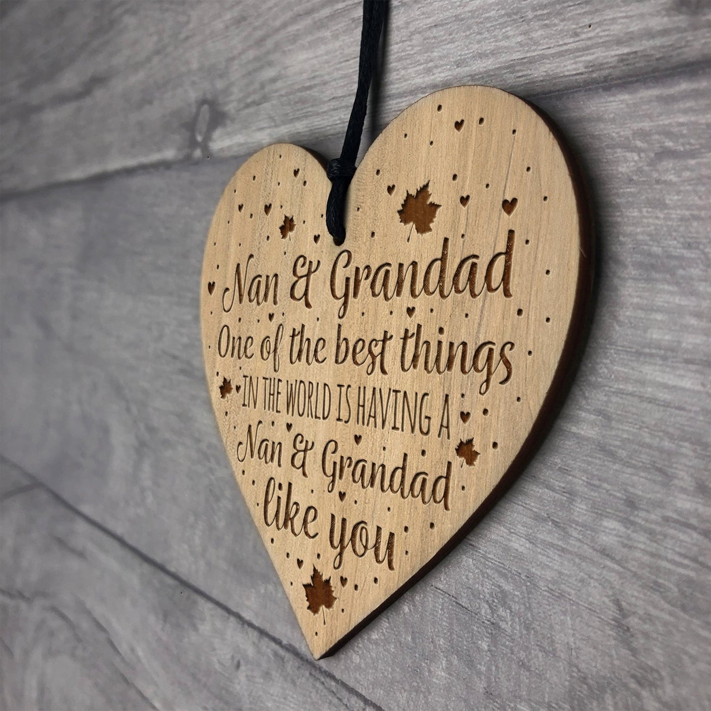 Nan And Grandad Gift Engraved Heart Birthday Christmas Gift