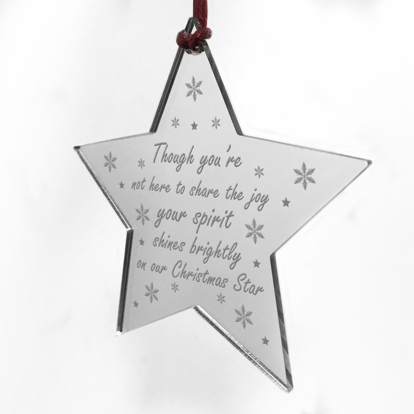 Christmas Tree Memorial Decoration Engraved Star In Memory