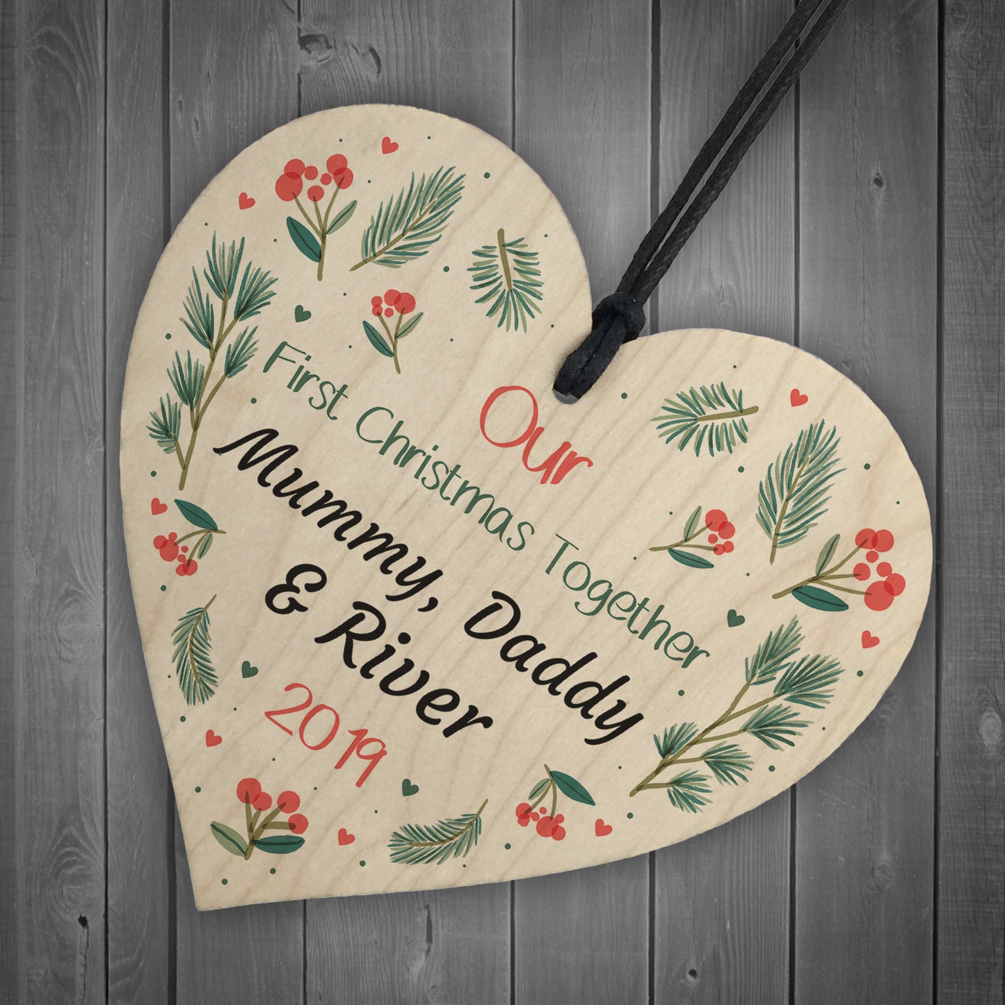 Our First Christmas Bauble Wooden Heart 1st Christmas Bauble