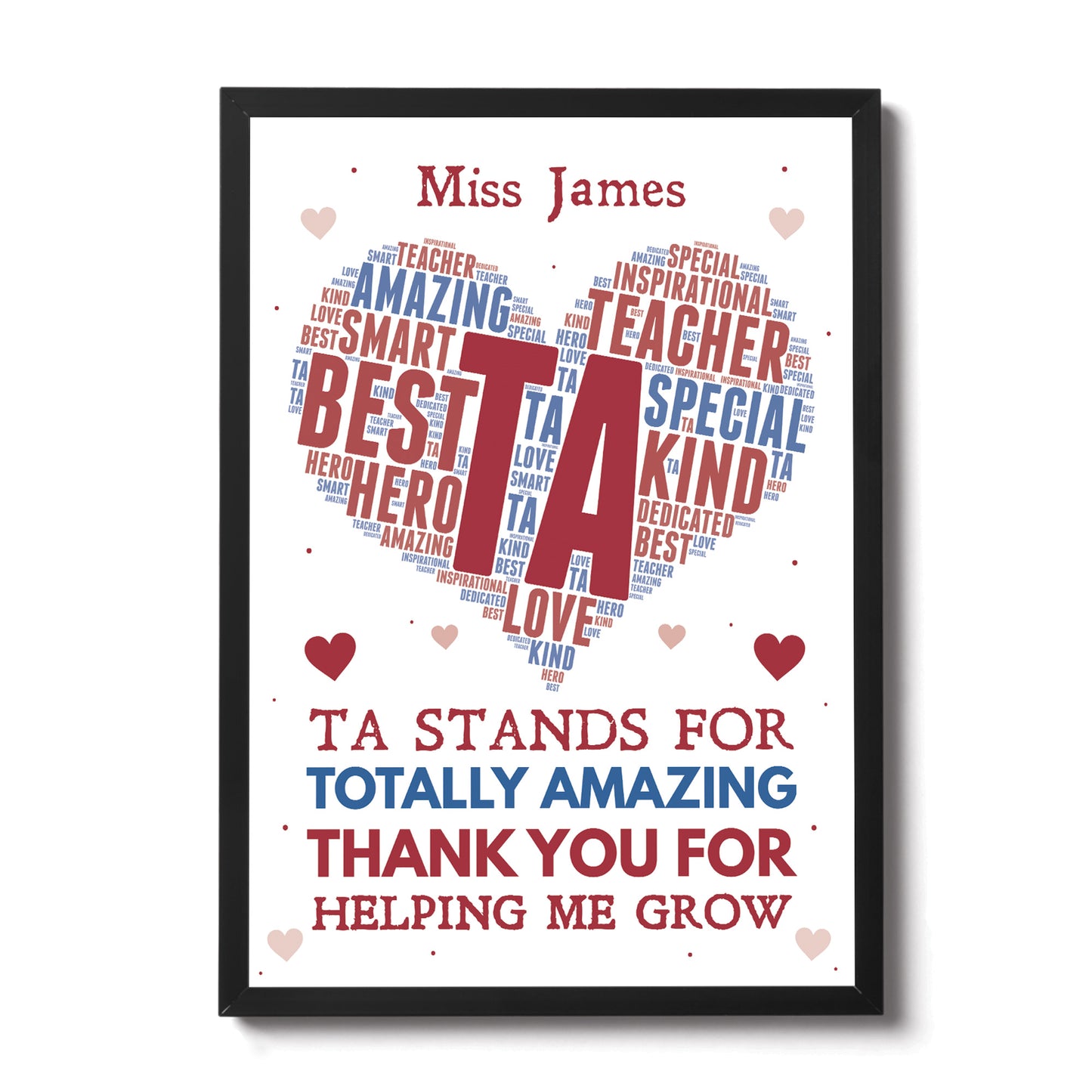 Personalised Amazing Teaching Assistant Gift Framed Word Art