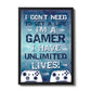 Boys Bedroom Decor Hanging Gaming Print Framed Gamer Gift