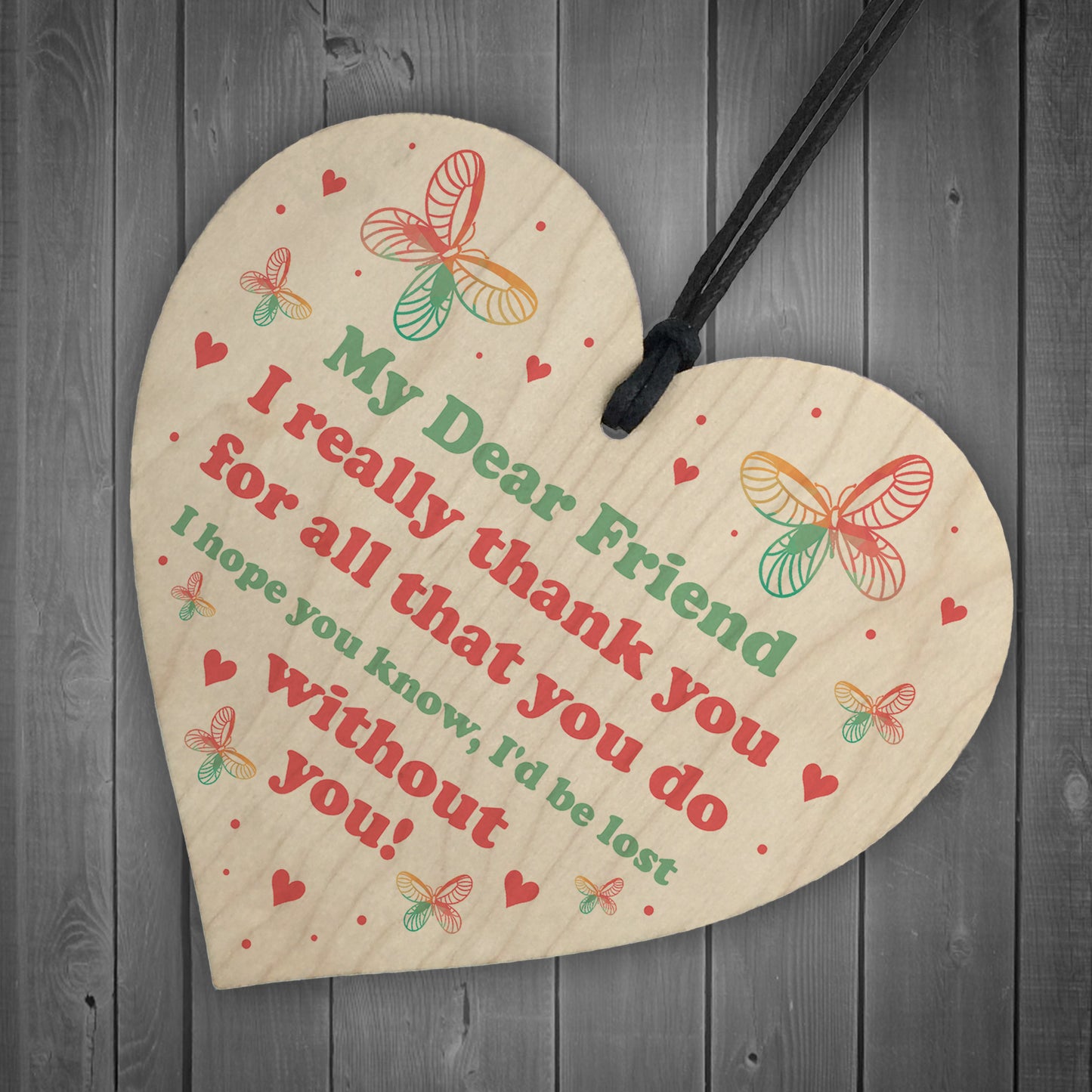Dear Friend Gift Wood Heart Birthday Christmas Gift