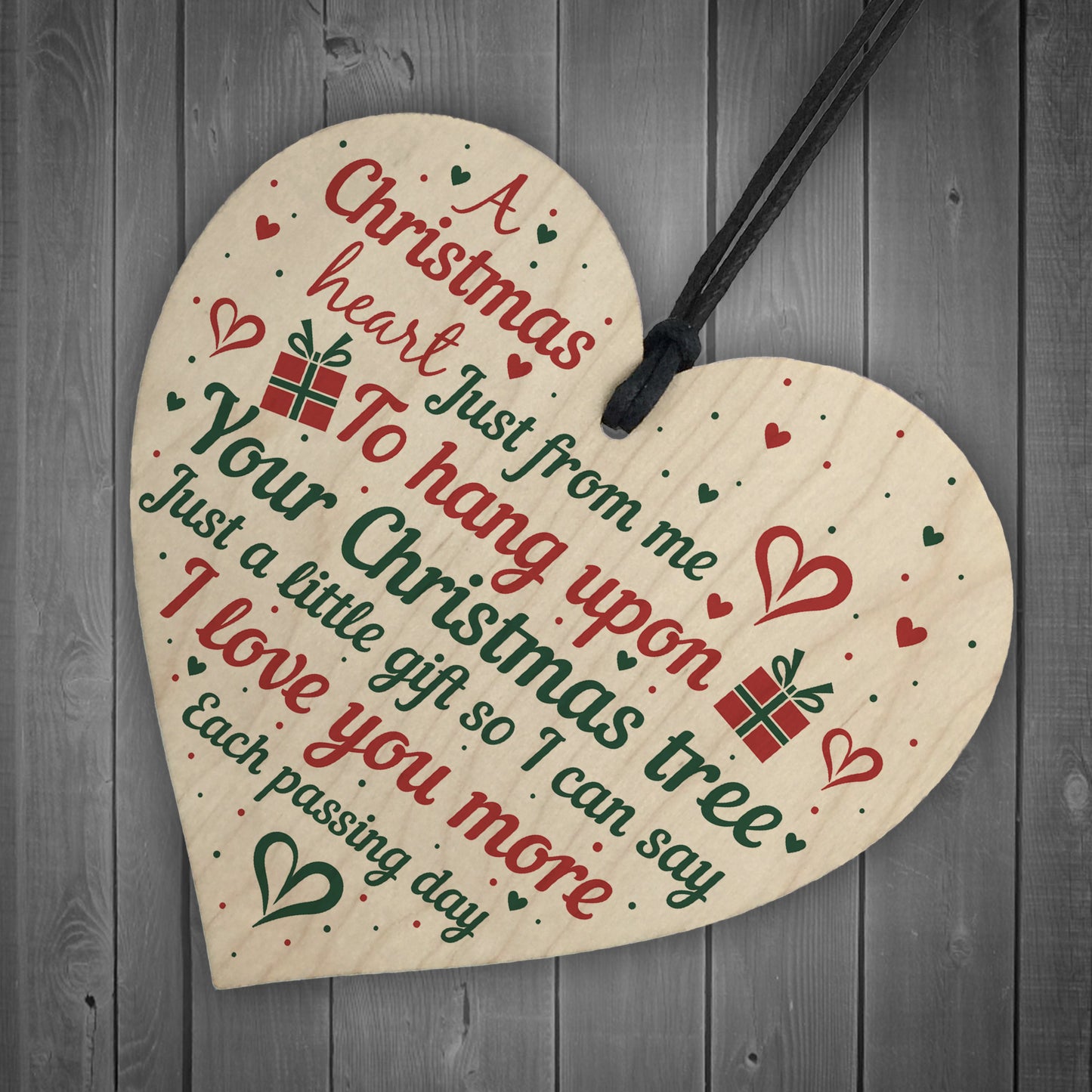 Gift For Mum Dad Nan Wife Christmas Tree Bauble Wood Heart Xmas