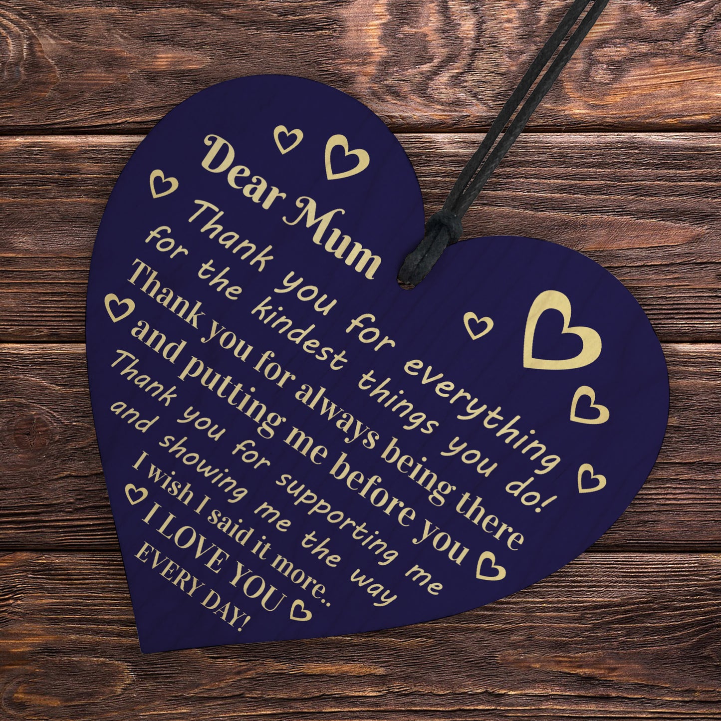Mothers Day Birthday Gift For Mum Thank You Wooden Heart Gift