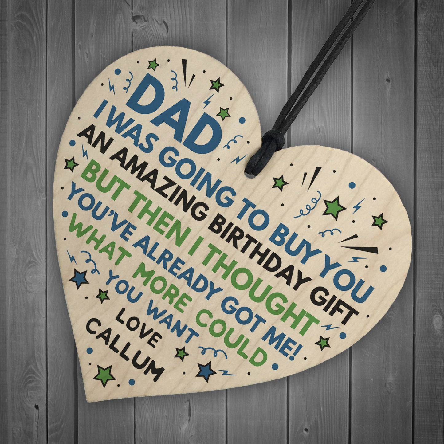 Superhero DAD Birthday Gifts Personalised Wooden Heart Gift