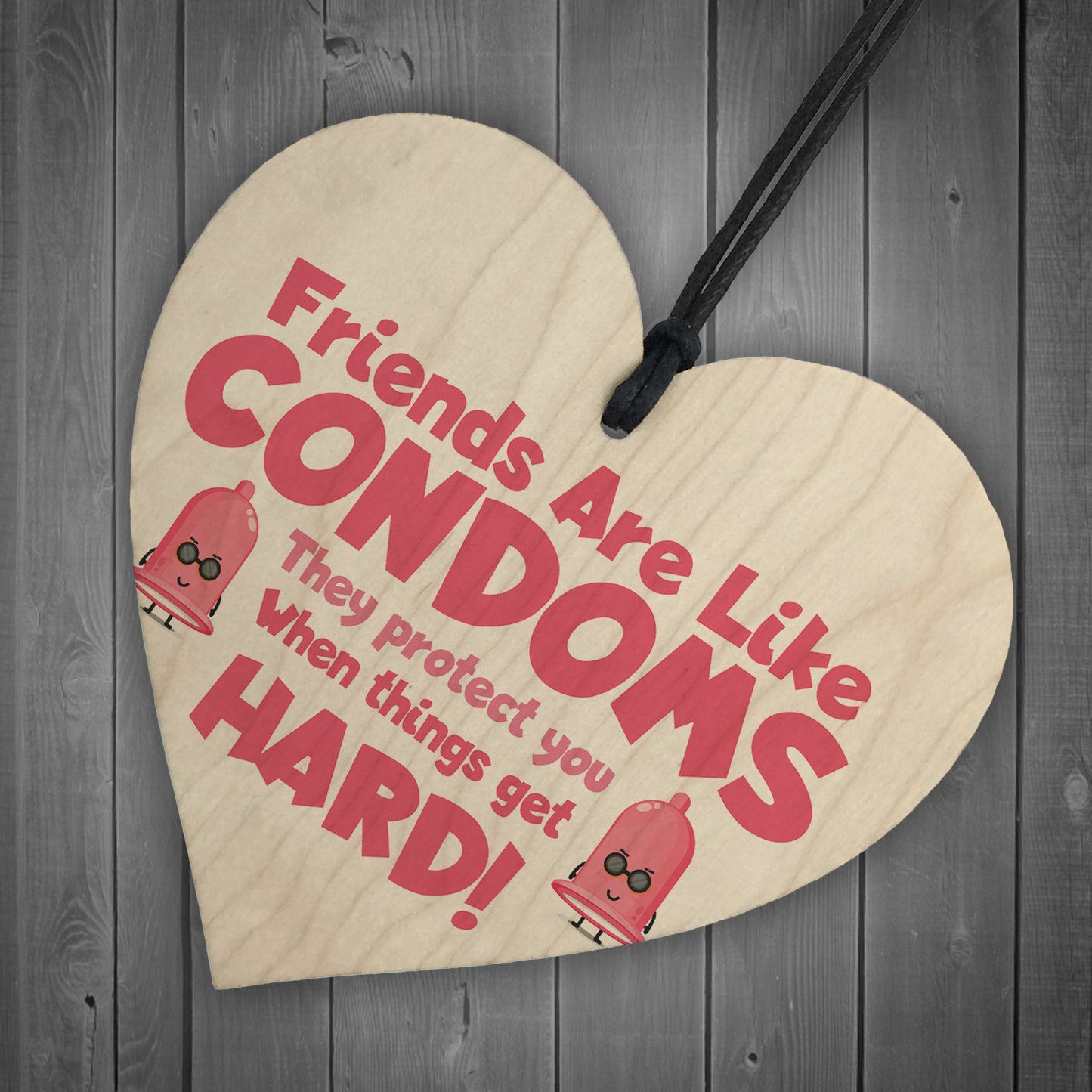 Best Friend Sign Funny Rude Friendship Gift Wood Heart Friend
