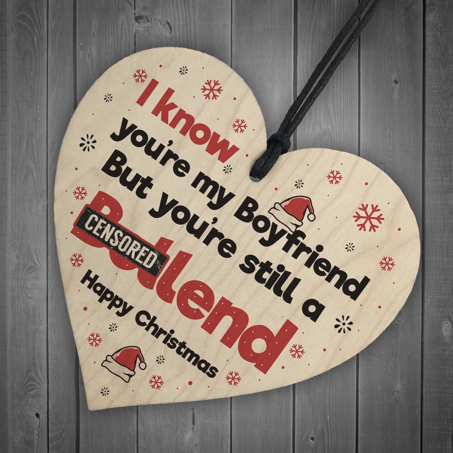 Boyfriend Gift For Christmas Wooden Heart Funny Christmas Card