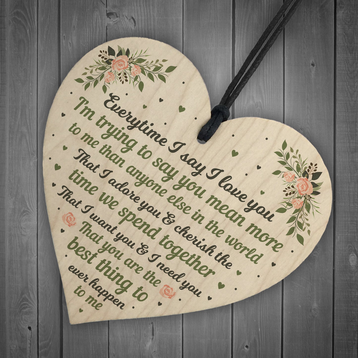 I Love You Plaque Wood Heart Special Anniversary Birthday Gift