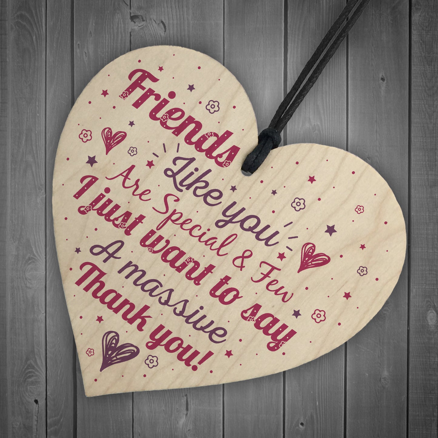 Friendship Best Friend Gift Wood Heart Plaque Birthday Thank You