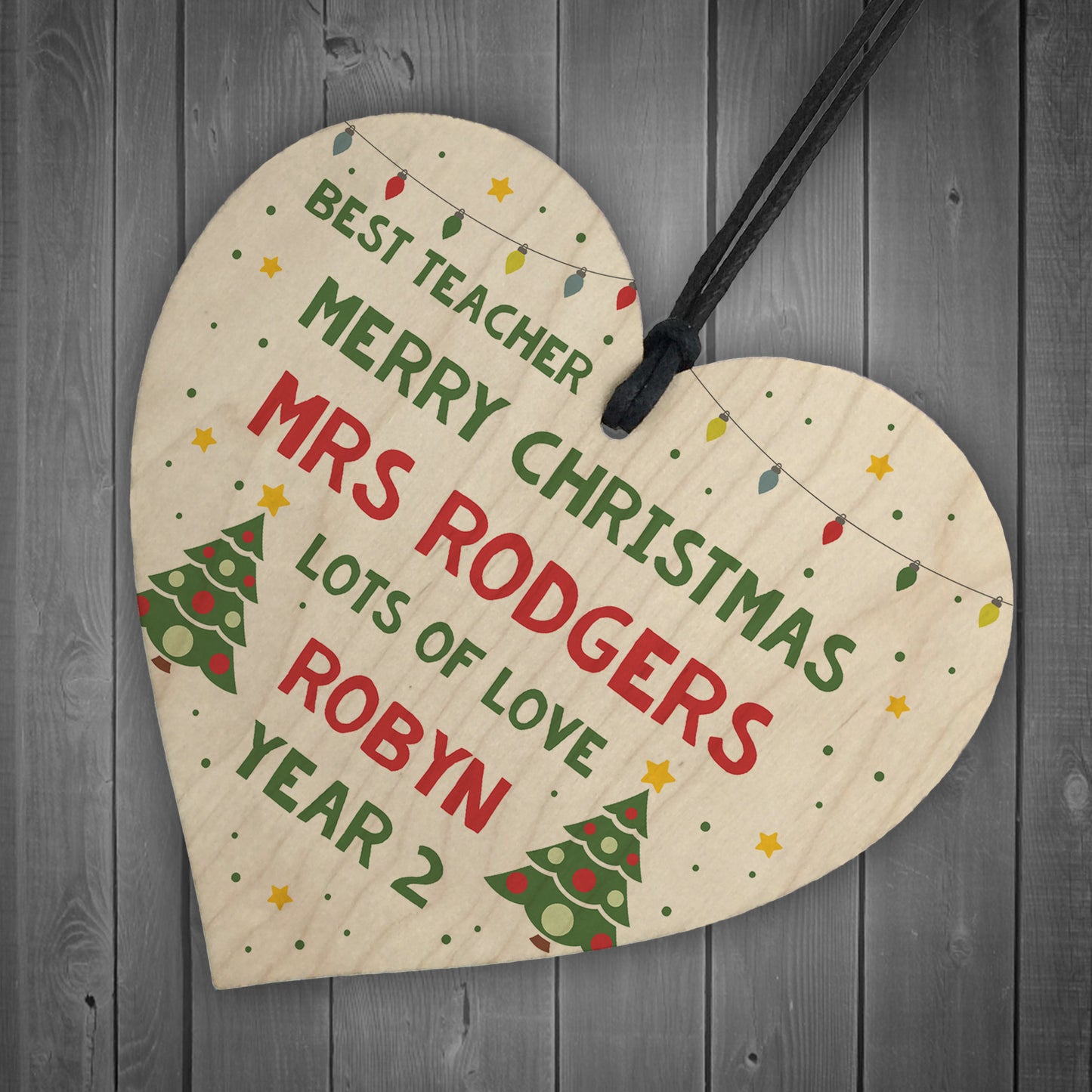 Merry Christmas Teacher Hanging Heart Teacher Gift Thank You