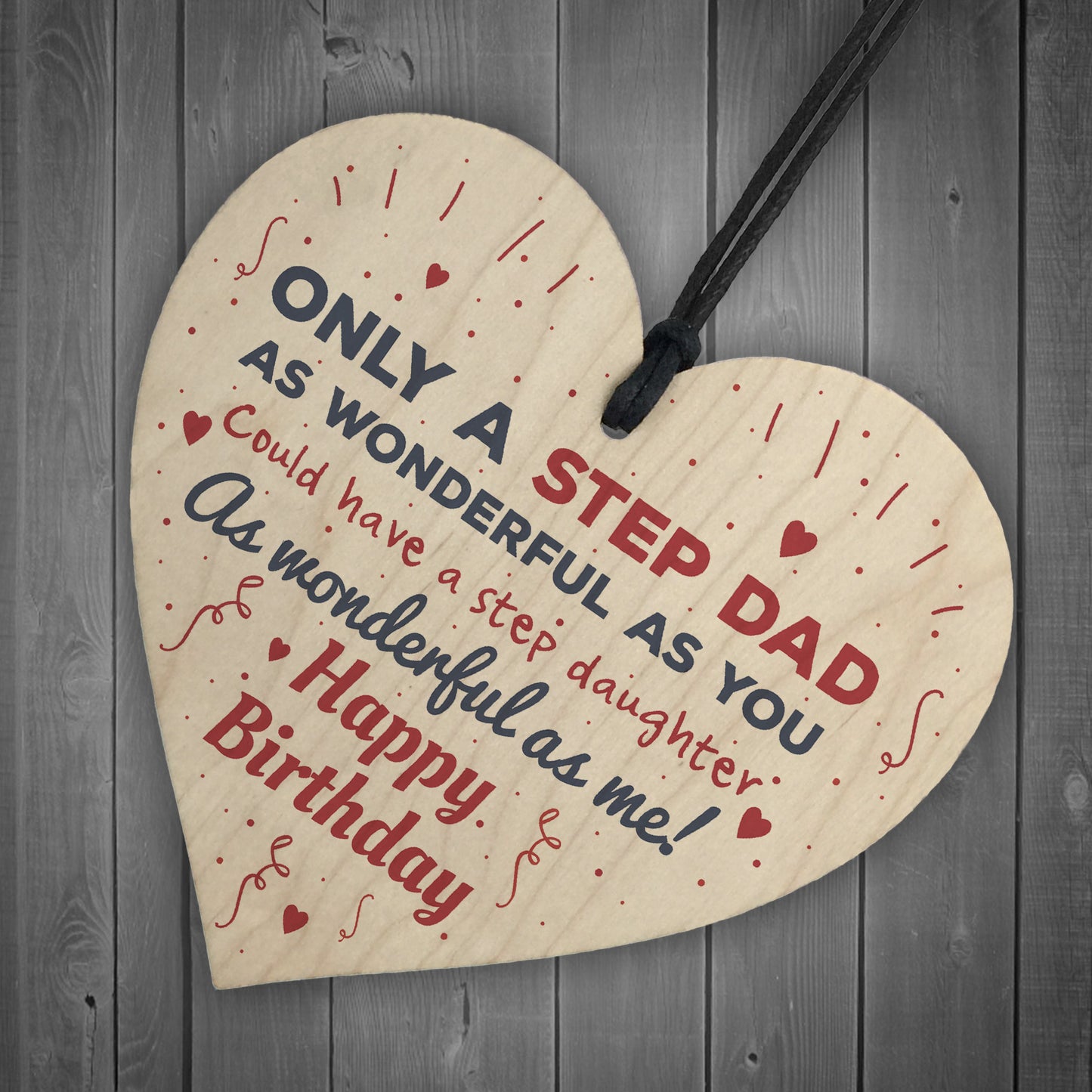 Stepdad Gifts Dad Birthday Gift Thank You Wood Heart Sign
