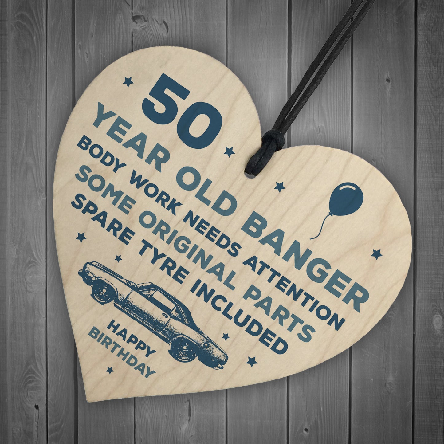 Funny Rude 50th Birthday Gift For Him Wood Heart Dad Uncle