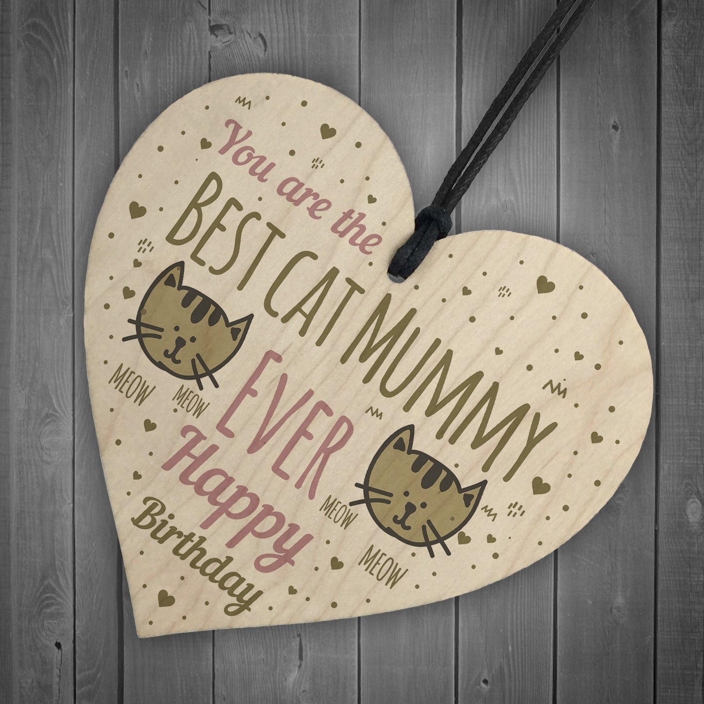 Best Cat Mummy Funny Mum Birthday Gifts Wood Heart Humour Cat