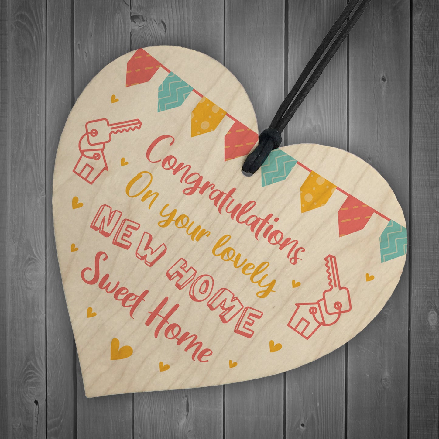 New House Warming Gift Wooden Heart New Home Congratulations