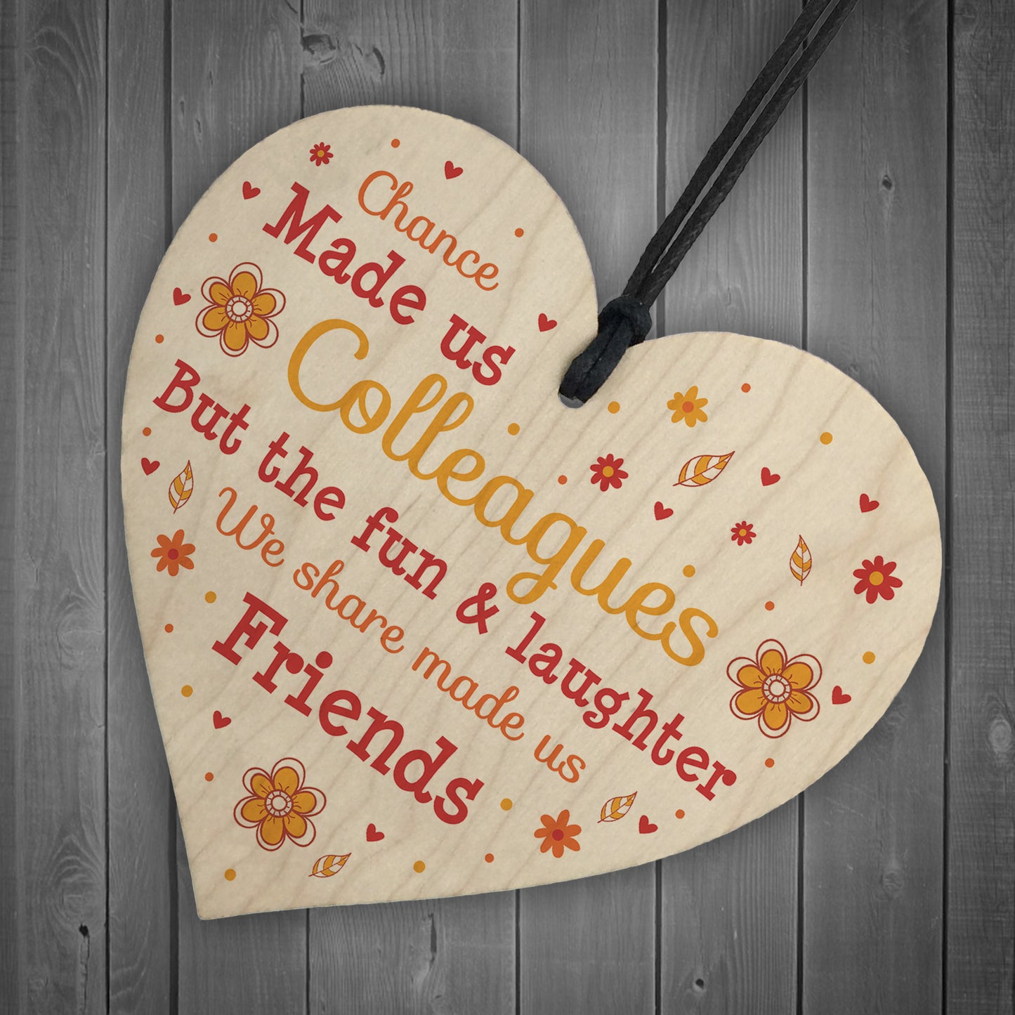 Wooden Heart Chance Made Us Colleagues Friendship Gift Thank You