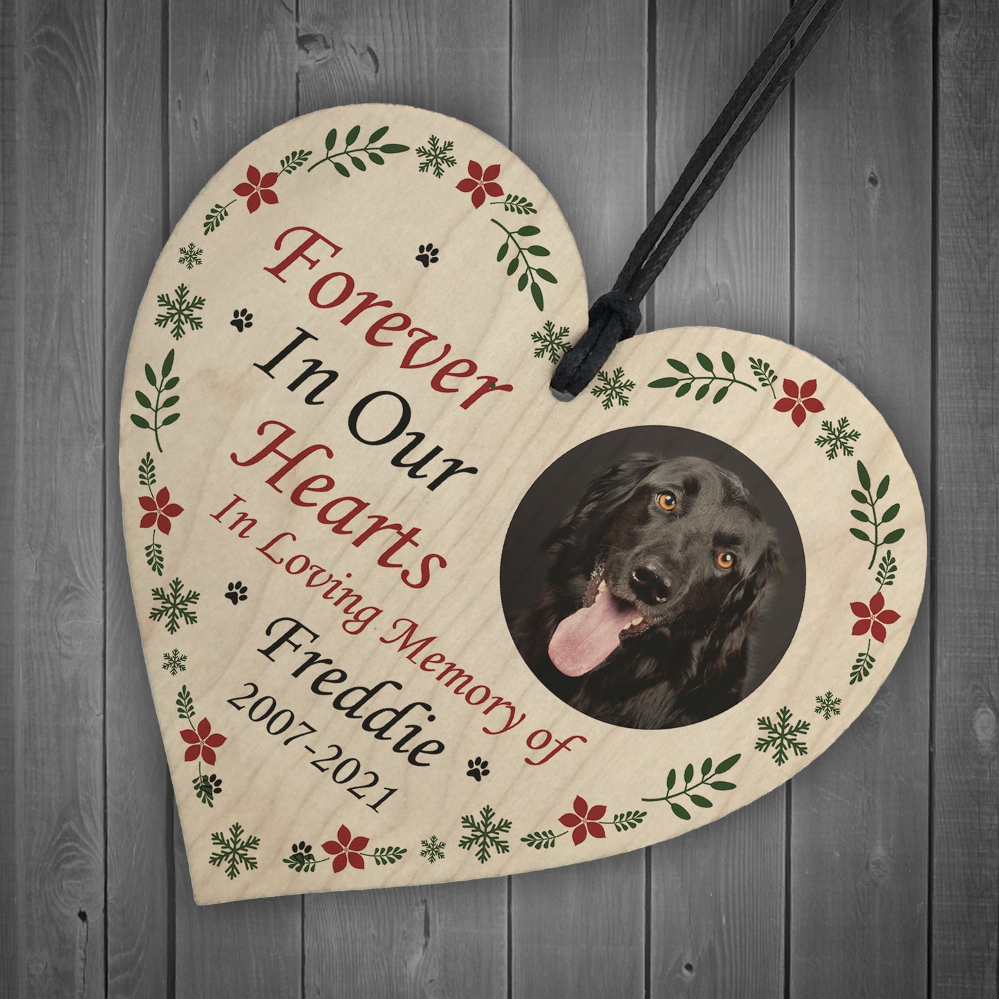 Memorial Plaque For Dog Pet Wooden Heart Personalised Decoration