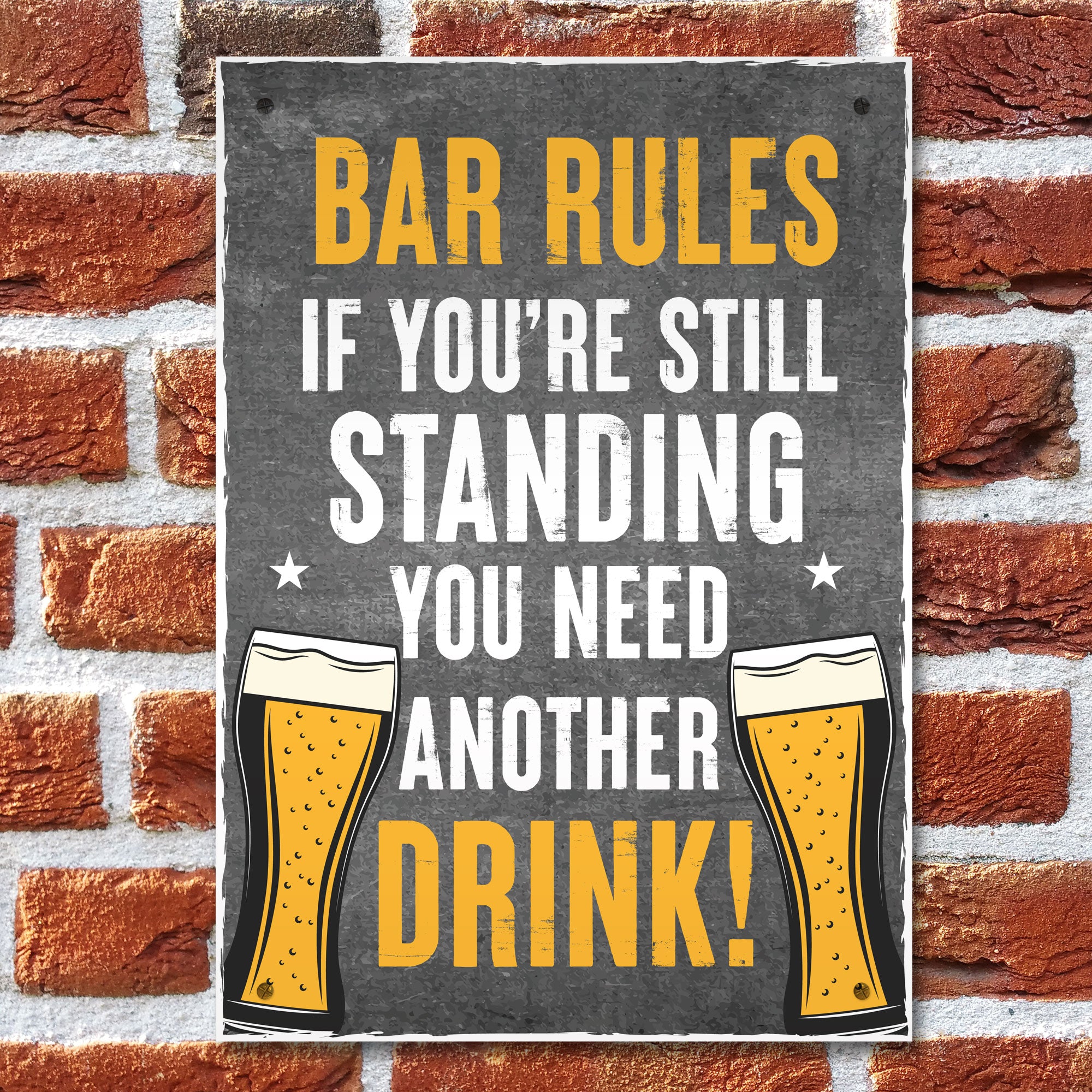 Targa In Metallo Divertente Bar Rules – 28x12 Cm – Regalo Umoristico Per Pub, Bar, Compleanno O Natale