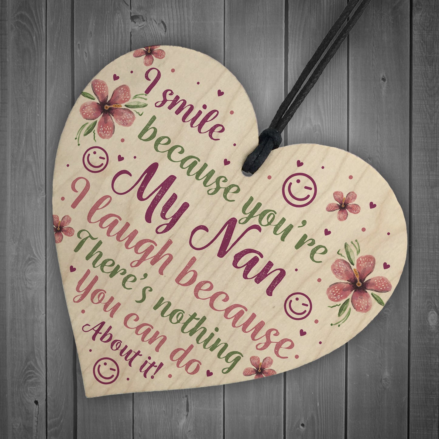Funny NAN Gift Wooden Heart Mothers Day Gift For Nan Birthday