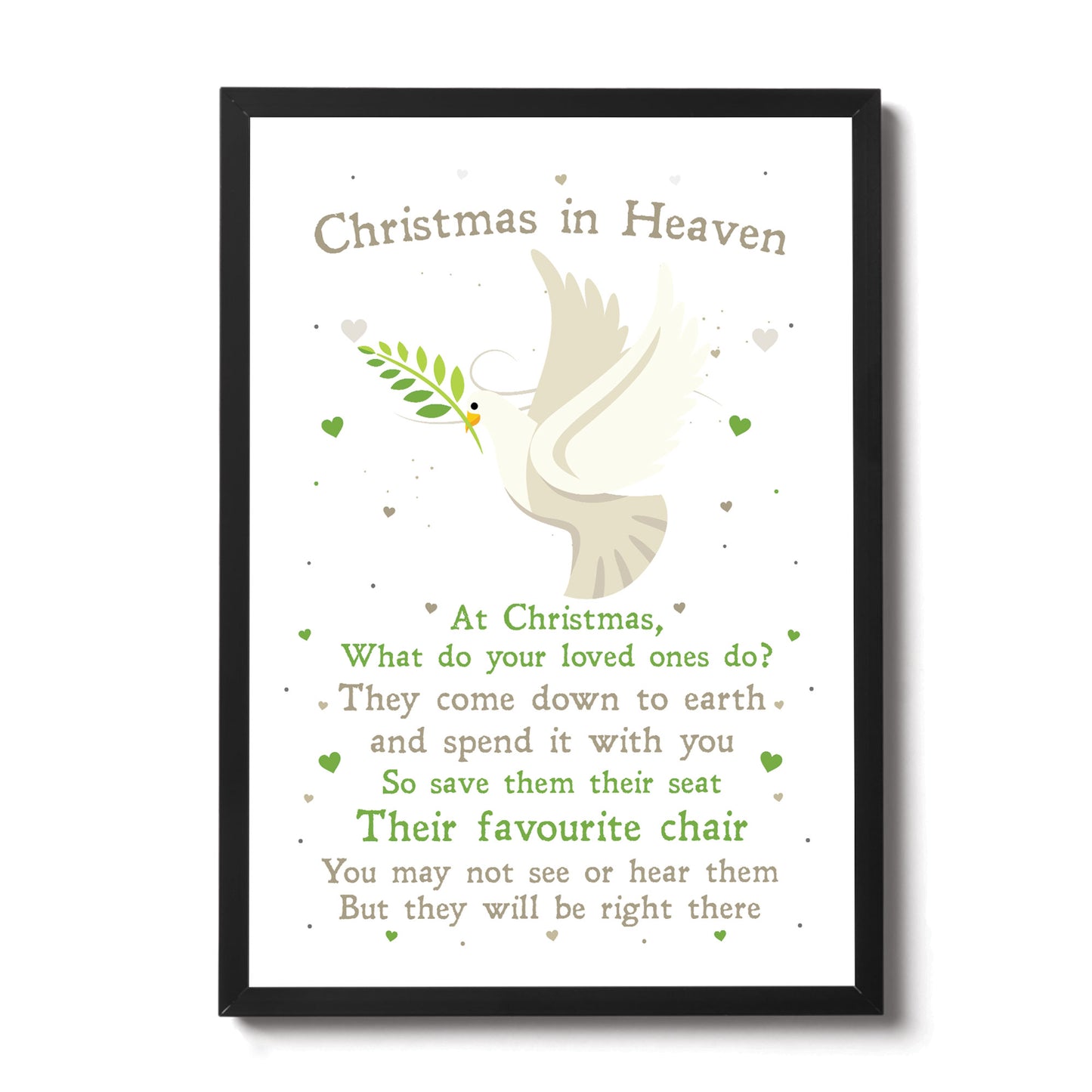 Christmas In Heaven Xmas Decoration Memorial Quote Poem Framed