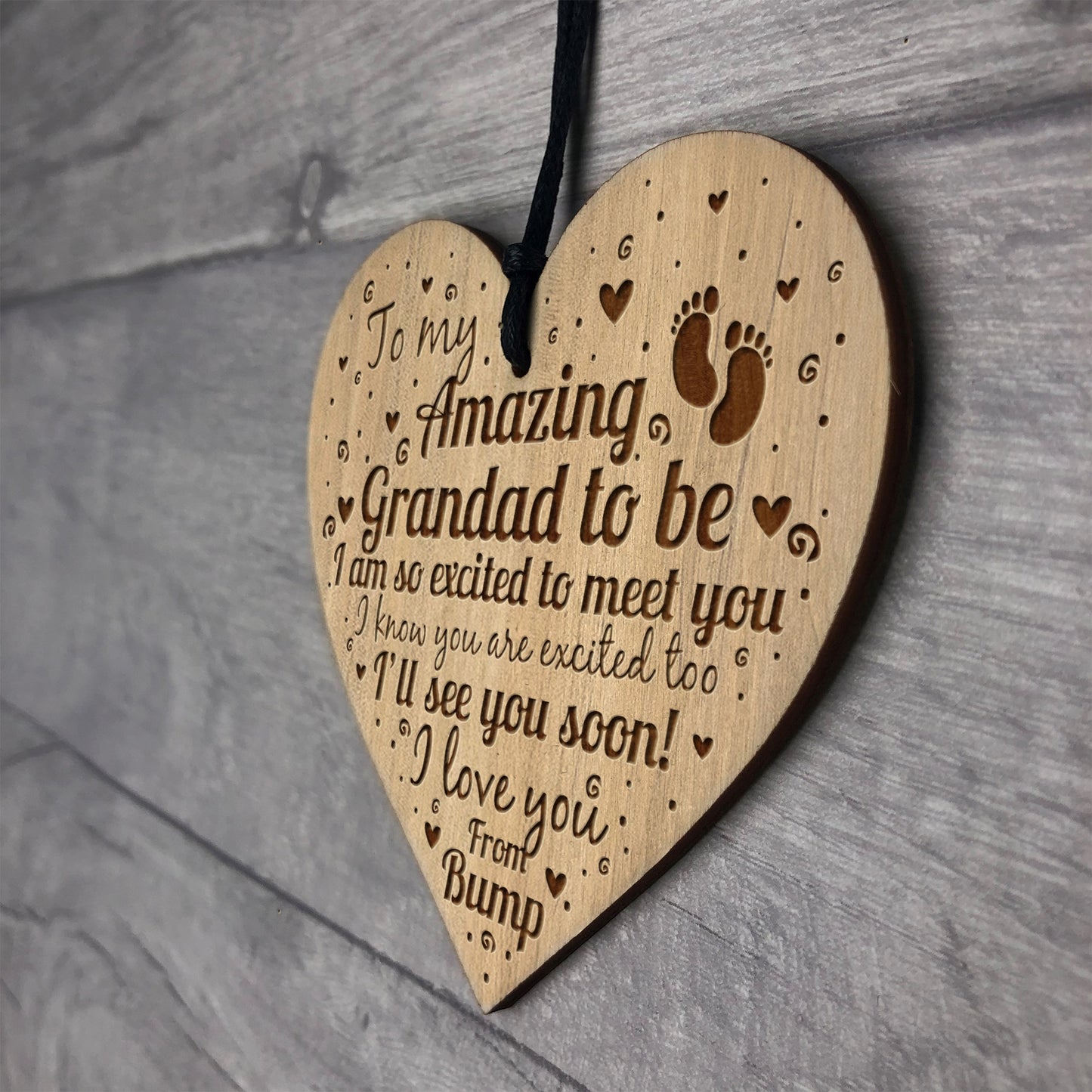 Grandad To Be Gifts Birthday Christmas Gift Engraved Heart Bump