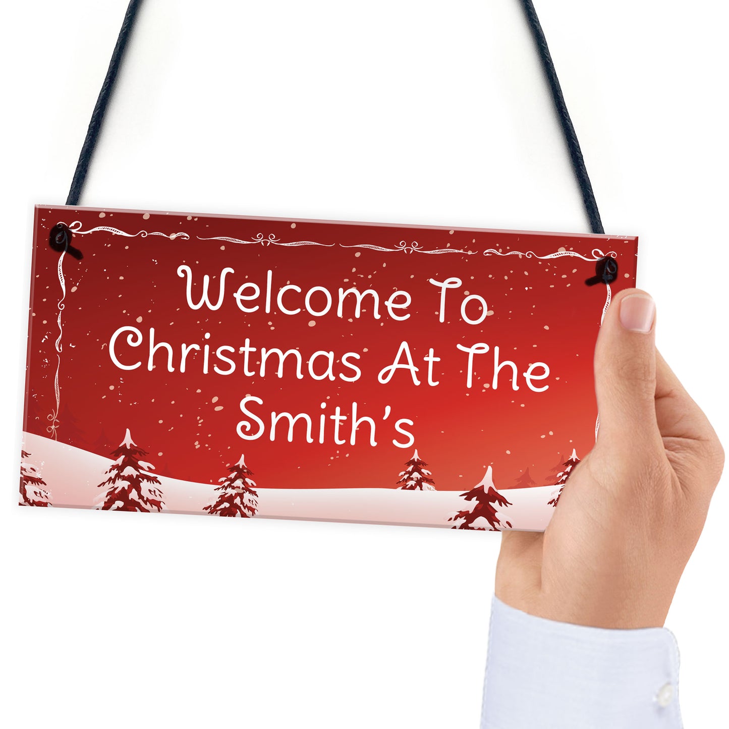 Personalised Hanging Christmas Decoration Welcome Plaque
