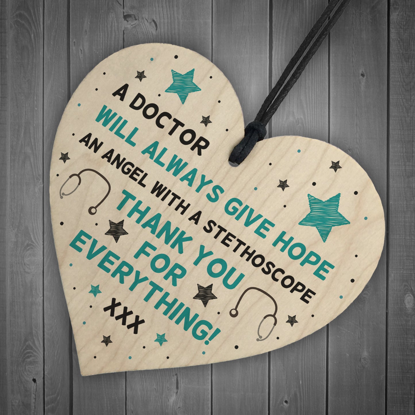 Special Thank You Gift For NHS Doctor Wooden Heart Hospital Gift