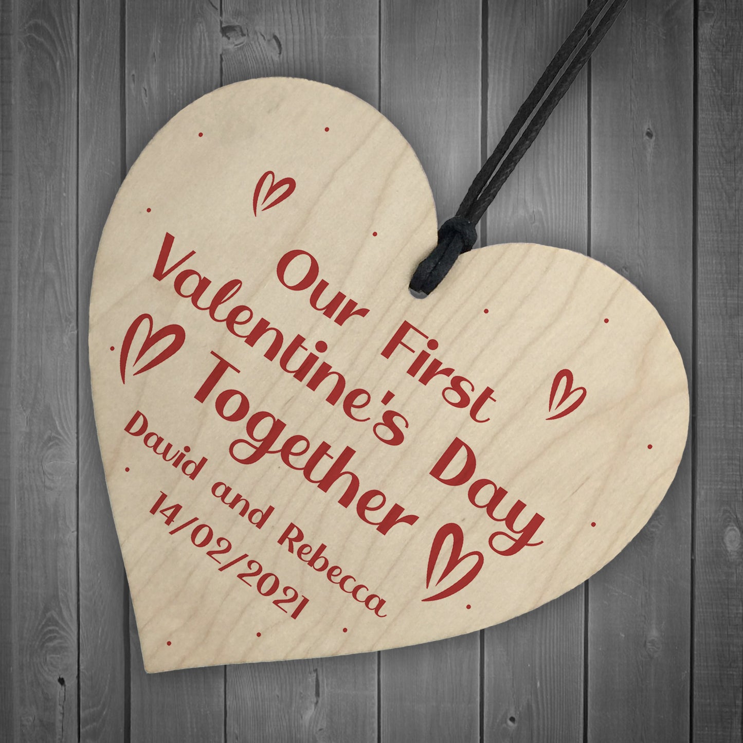 Personalised First Valentines Day Gift Wooden Heart Gift For Him