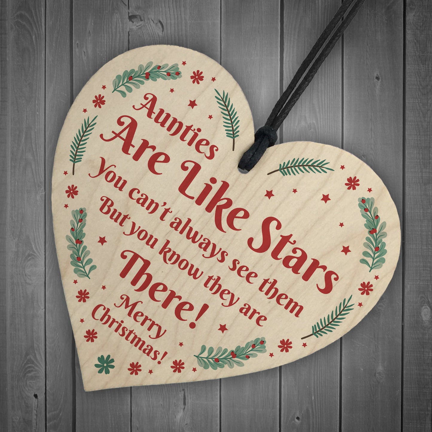 Auntie Merry Christmas Gifts Wood Heart Hanging Tree Xmas