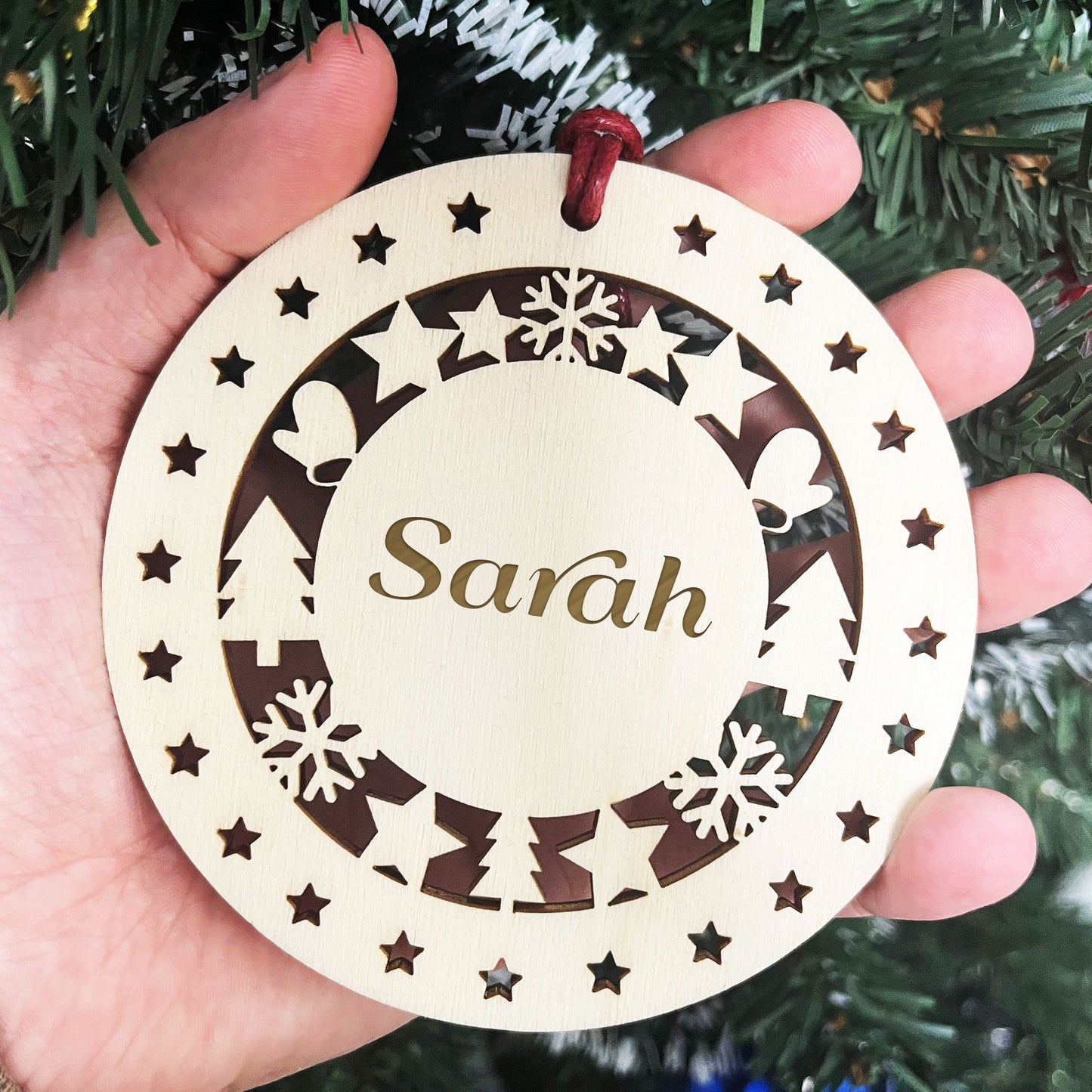 Christmas Tree Bauble Wooden Tree Ornament Gift For Daughter Son