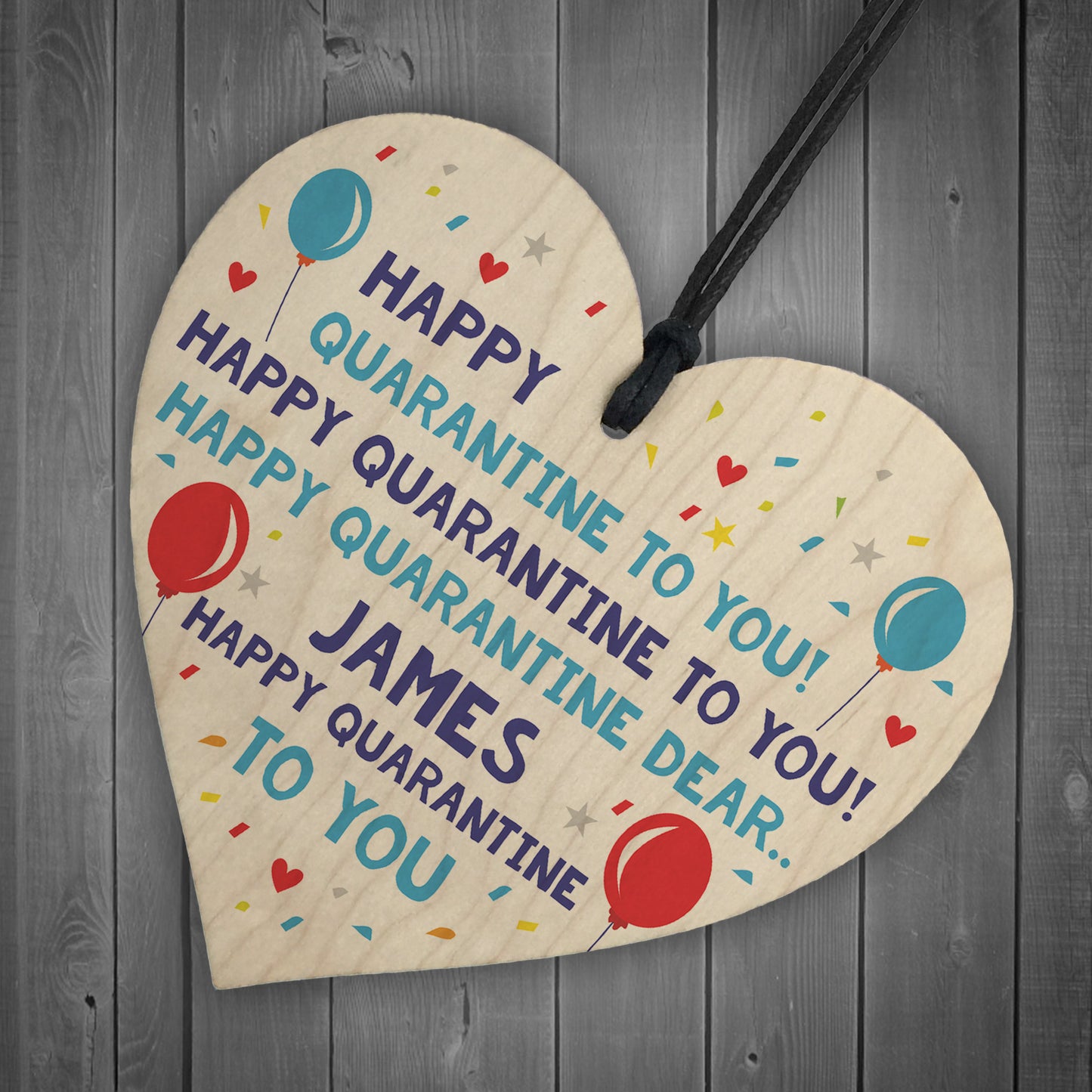 Happy Birthday Card Wooden Heart Isolation Quaratine Gift Funny