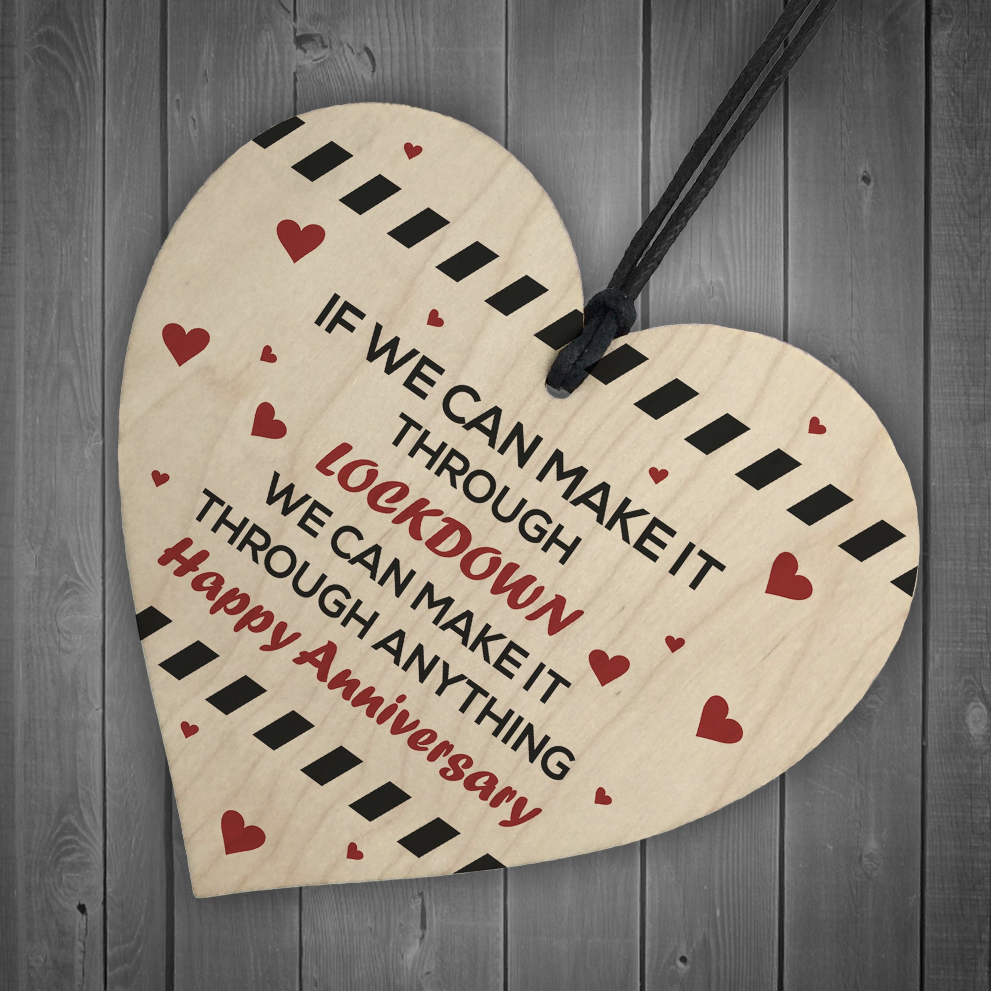 Anniversary Wood Heart Gift Funny Post Lockdown Gift For Him Red