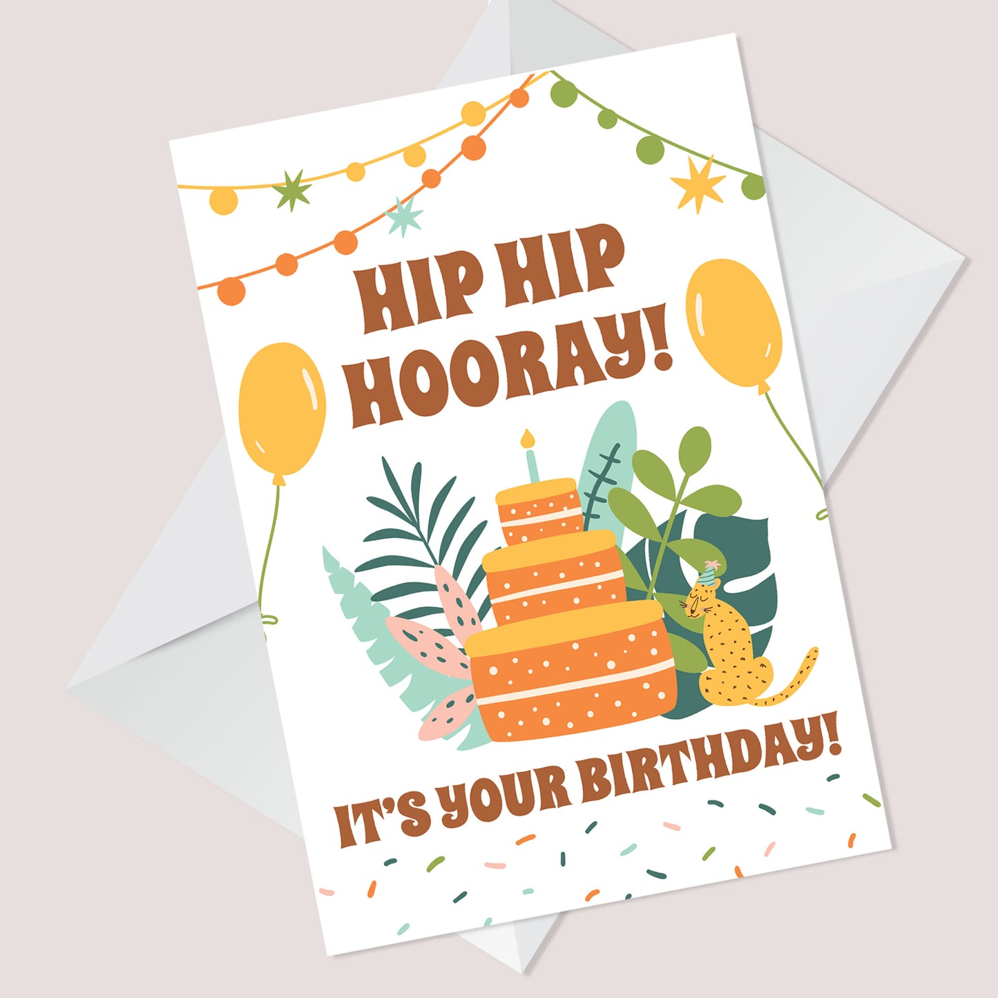 Its Your Birthday Cute Floral Animal Print Birthday Card
