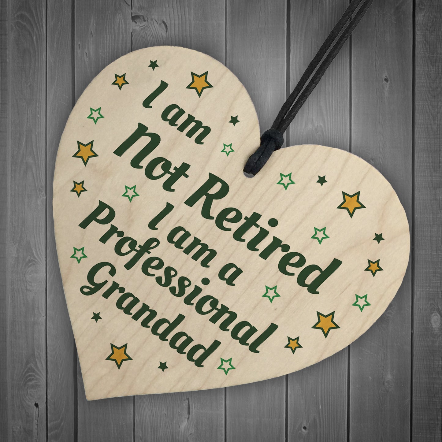 Funny Grandad Gift Wood Heart Not Retired Birthday Gift