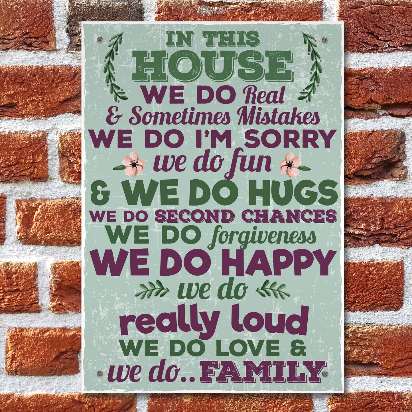 In This House We Do Family Wall Art Sign Plaque Mum Dad Birthday