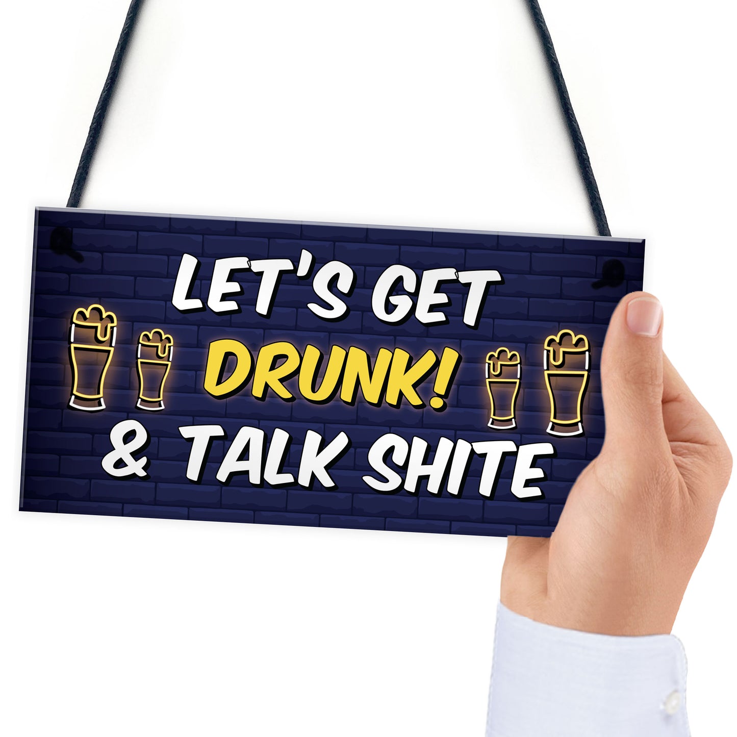 Funny Lets Get Drunk Hanging Home Bar Sign Alcohol Gift Beer