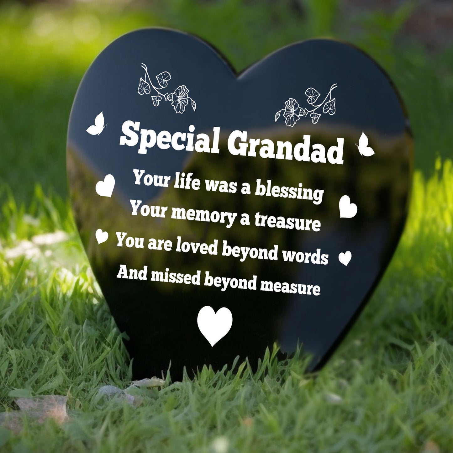 Grandad Graveside Heart Plaque Grave Marker Memorial Decoration